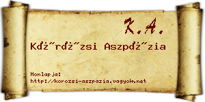 Körözsi Aszpázia névjegykártya